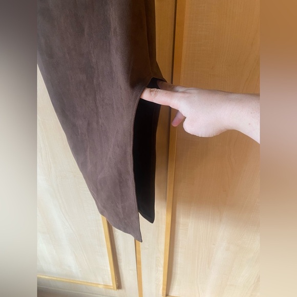 New!!! Missguided Chocolate Brown Faux Suede MIDI Cut-Out Dress Size 2 - Picture 5 of 12